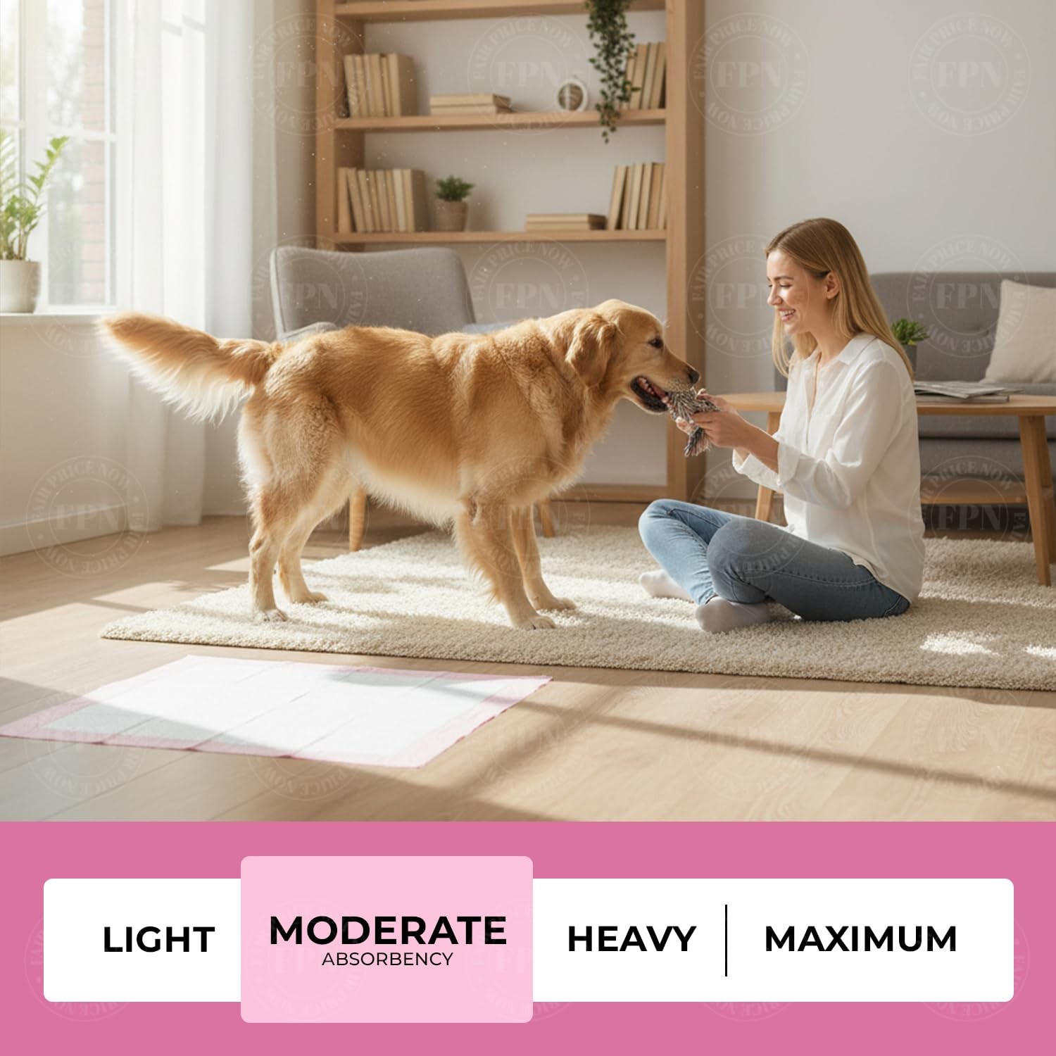 FPN Pink Puppy Pads for Dogs 25 Count 24×36 Inch | Extra Large Disposable Pee…