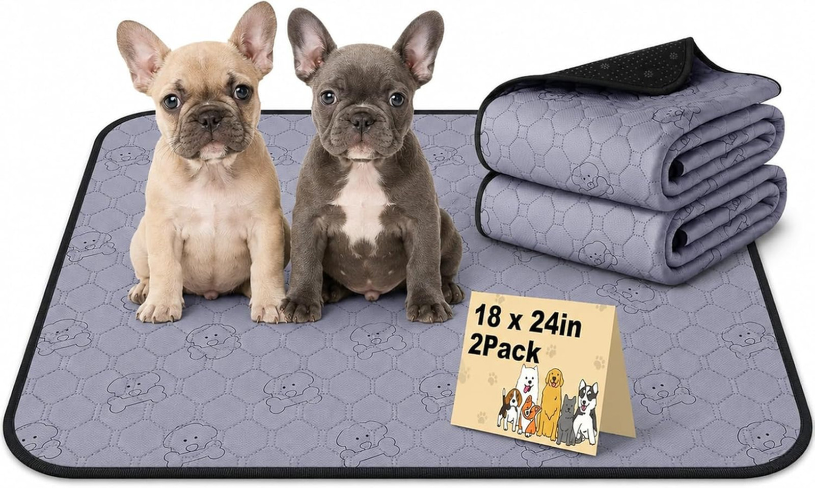 Dog Training Pads Reusable Waterproof Leak-Proof 18×24 Inches for Puppy Crate