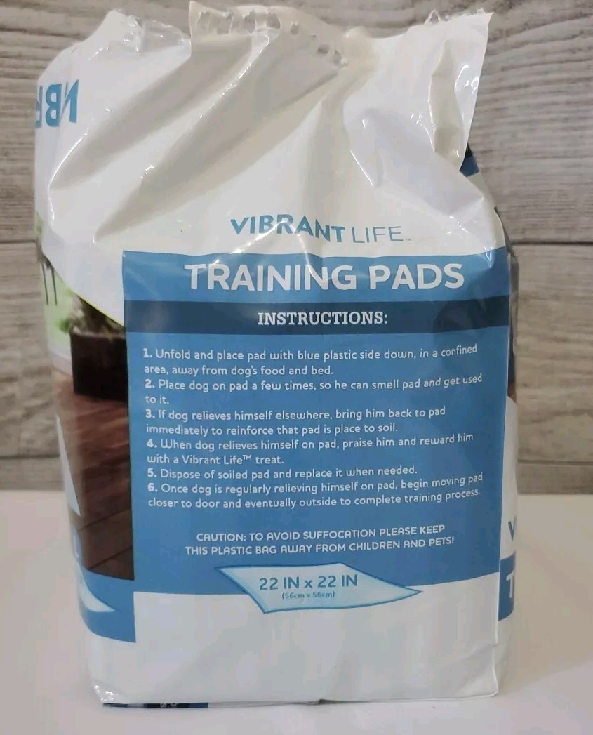 Vibrant Life Dog & Puppy Pads Large 22 in X 22 In, 13 Count Opened (1 used)
