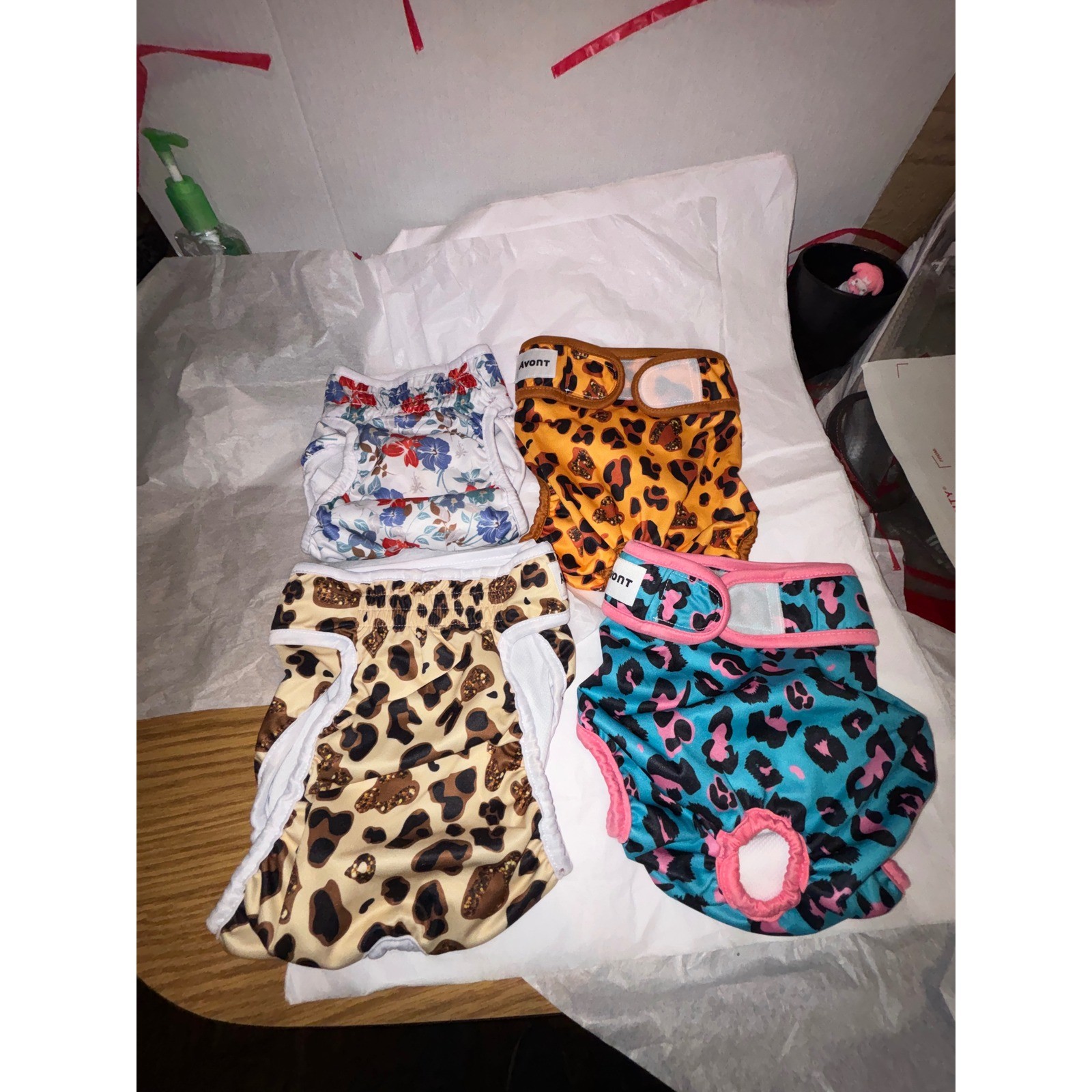 Avont Dog Cloth Diapers Reusable Washable Leopard Floral Lot of 4 lg/M size