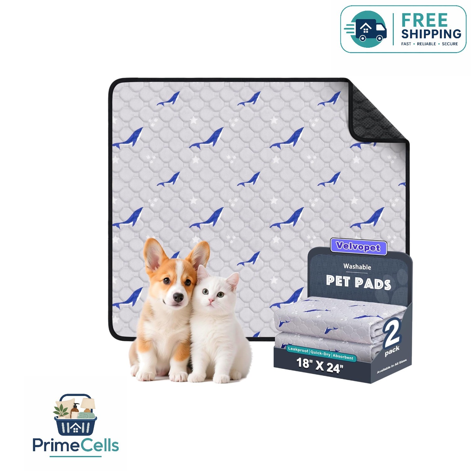 Durable & Stylish 18″x24″ Dog Pee Pads – Washable Anti-Slip Design (Pack Of 2)