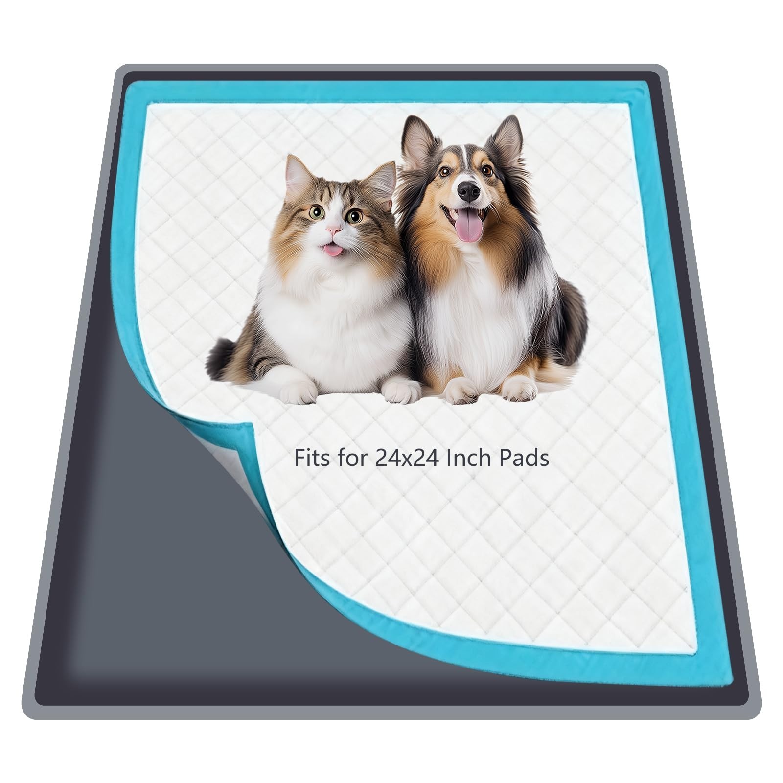 Non-Slip Silicone Dog Pee Pad Holder 24×24 in, Leak-Proof Puppy Training Tray, E