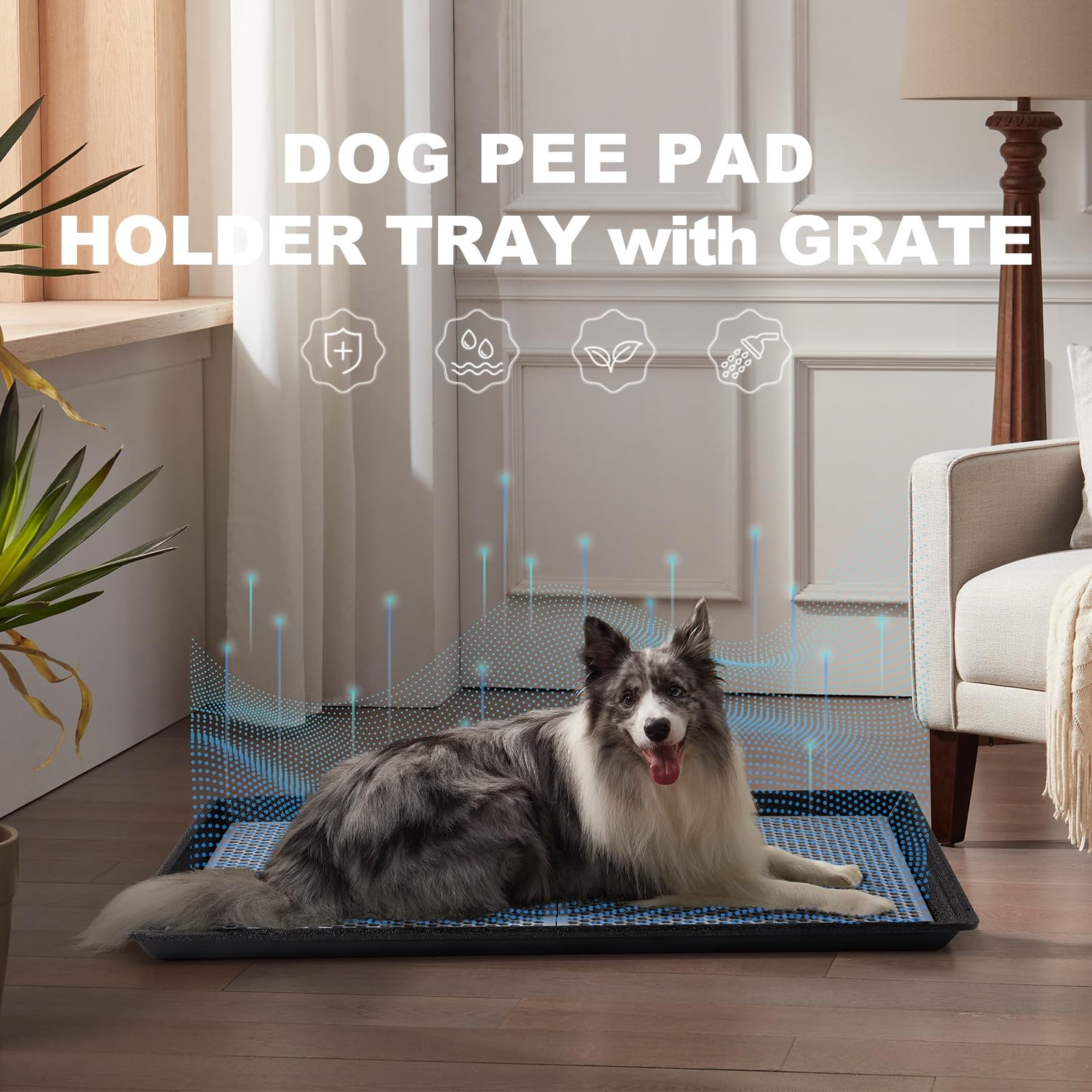 HQ4us Dog Pee Pad Holder Tray with Grate 34”×23”, Large Dog Litter Box Toilet…