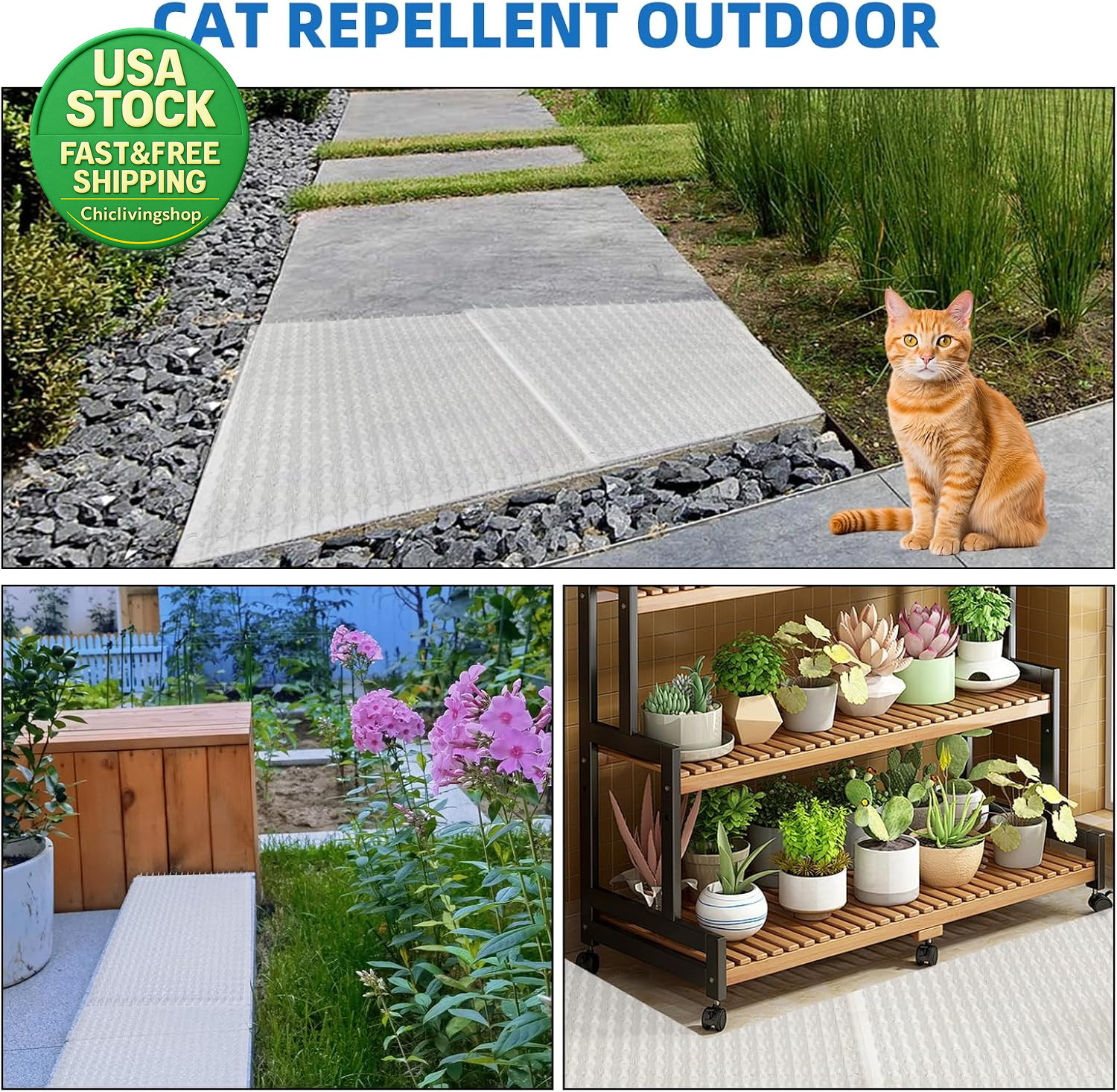 Cat Scat Mat 12 Pack Cat Dog Repellent Spiked Training Pads 16X13 Inch Outdoor