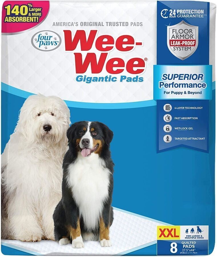 Four Paws Gigantic Wee Wee Pads For Dog – 8 Count Package