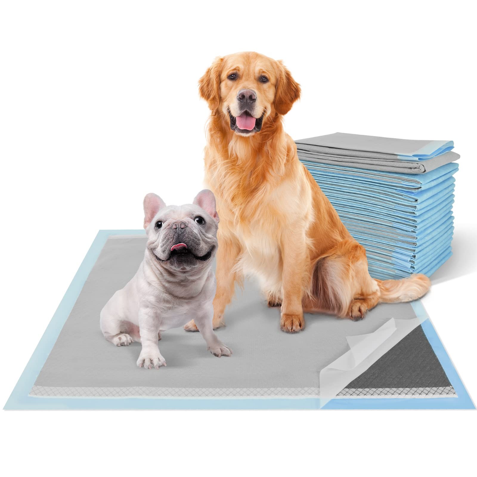 Charcoal Puppy Pads 28×34 (30-Count), Activated Carbon Dog Pads Extra Large, Lea
