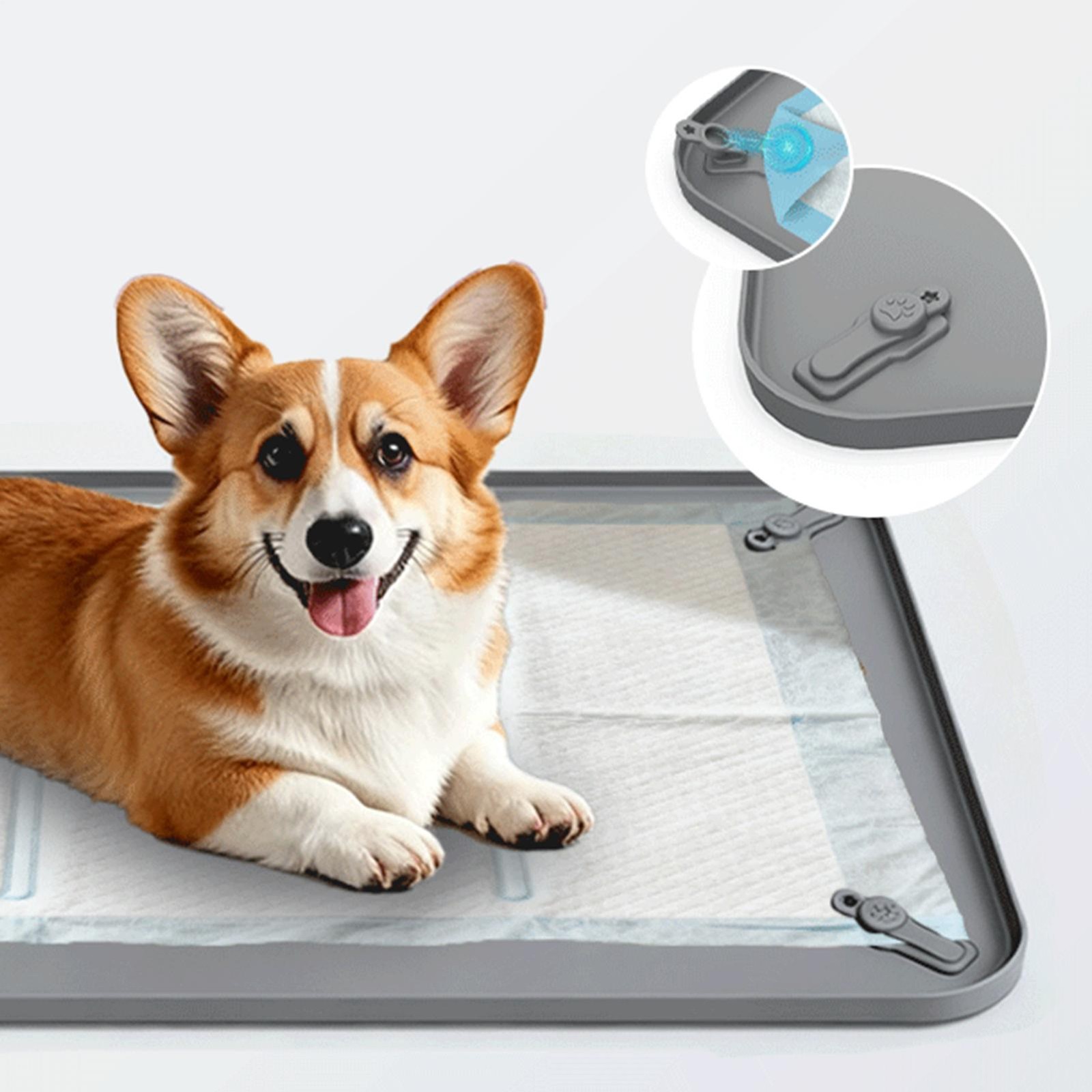 Dog Potty Tray High Edge Silicone Spillproof Non-Slip Indoor Puppy Pee Pad Holde