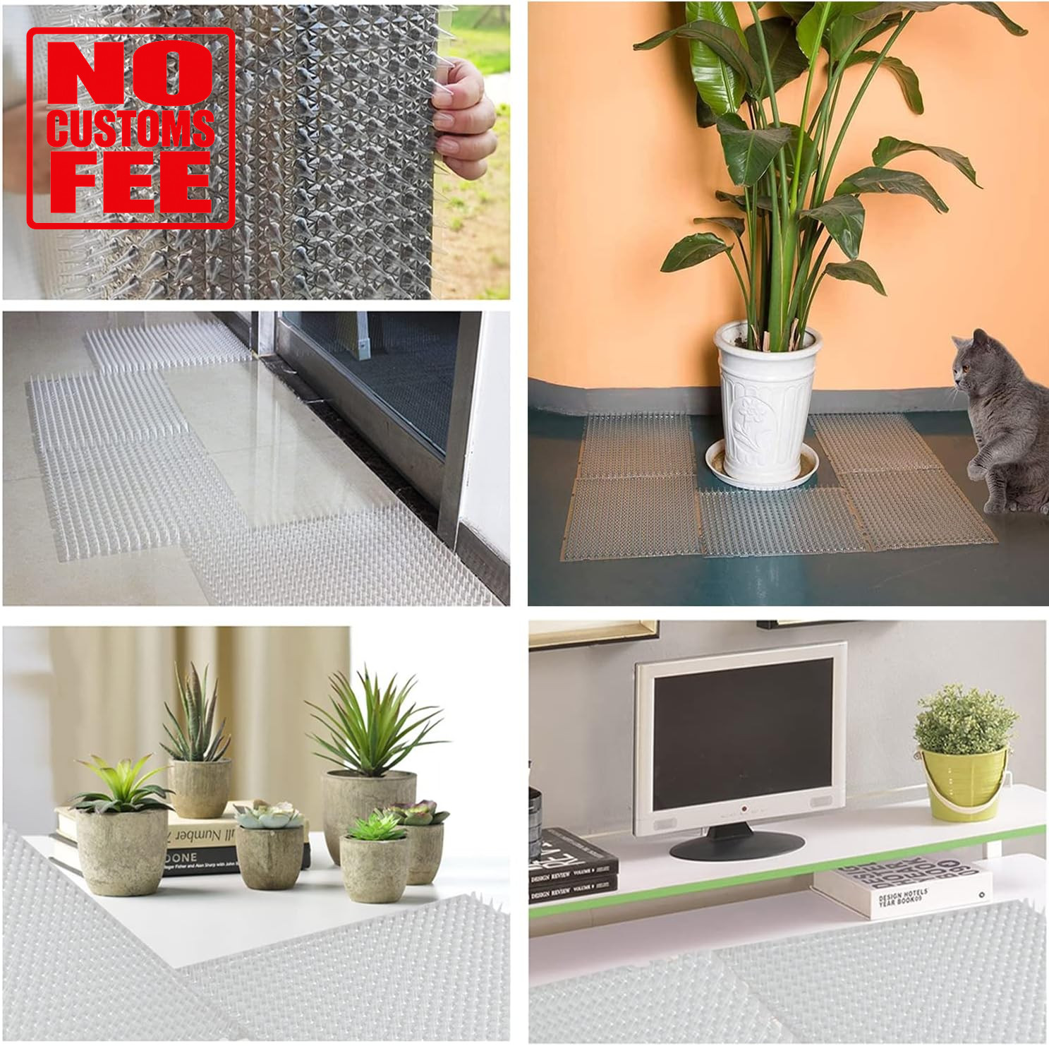 8 Pack Cat Deterrent Outdoor/Indoor Scat Mat, Pet Deterrent Training Mats, Keep