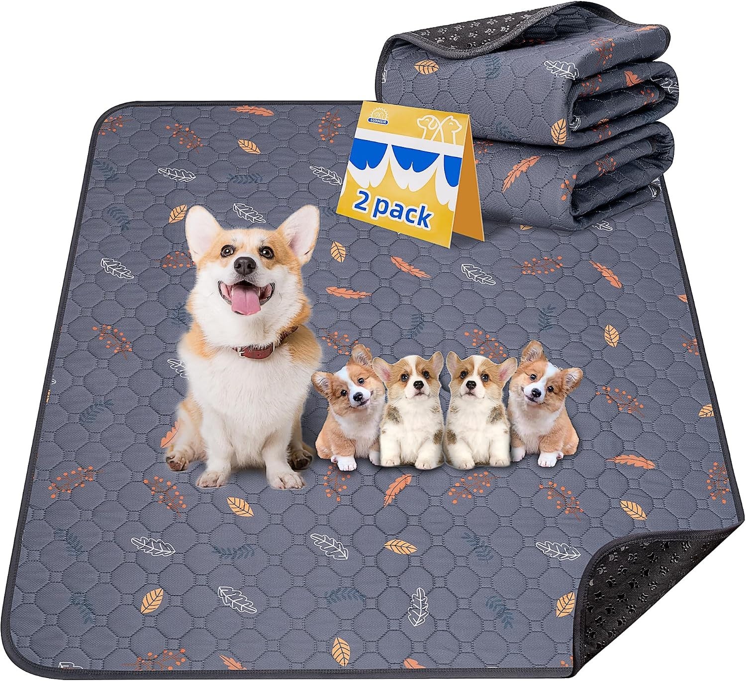 Super Absorbent 2-Pack Dog Pee Pads – Machine Washable & Non-Slip Design