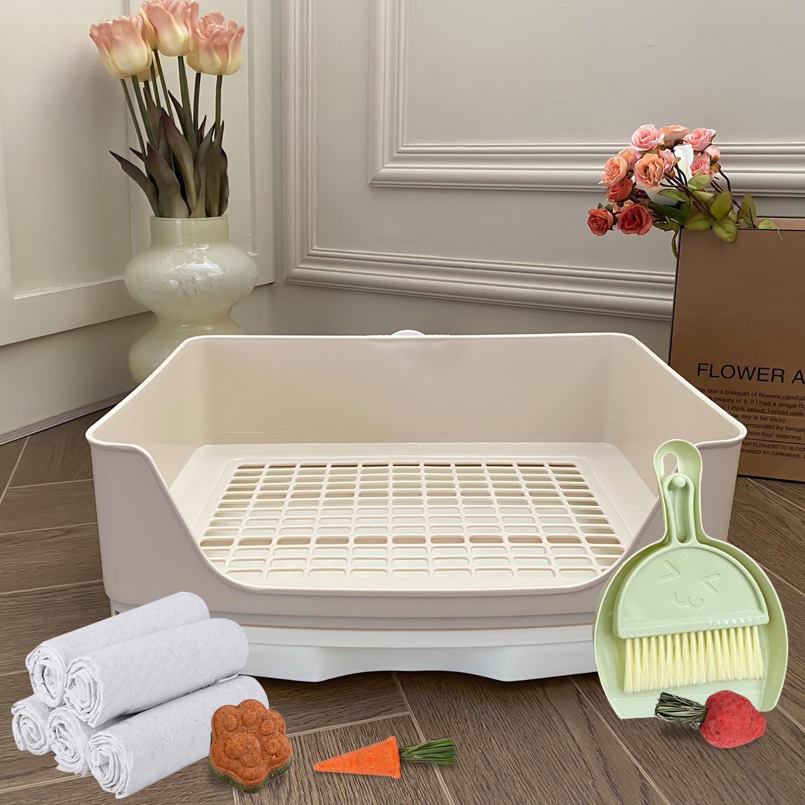 Yuoaes Large Rabbit Litter Box Bunny Potty Training Corner XX-Large, White