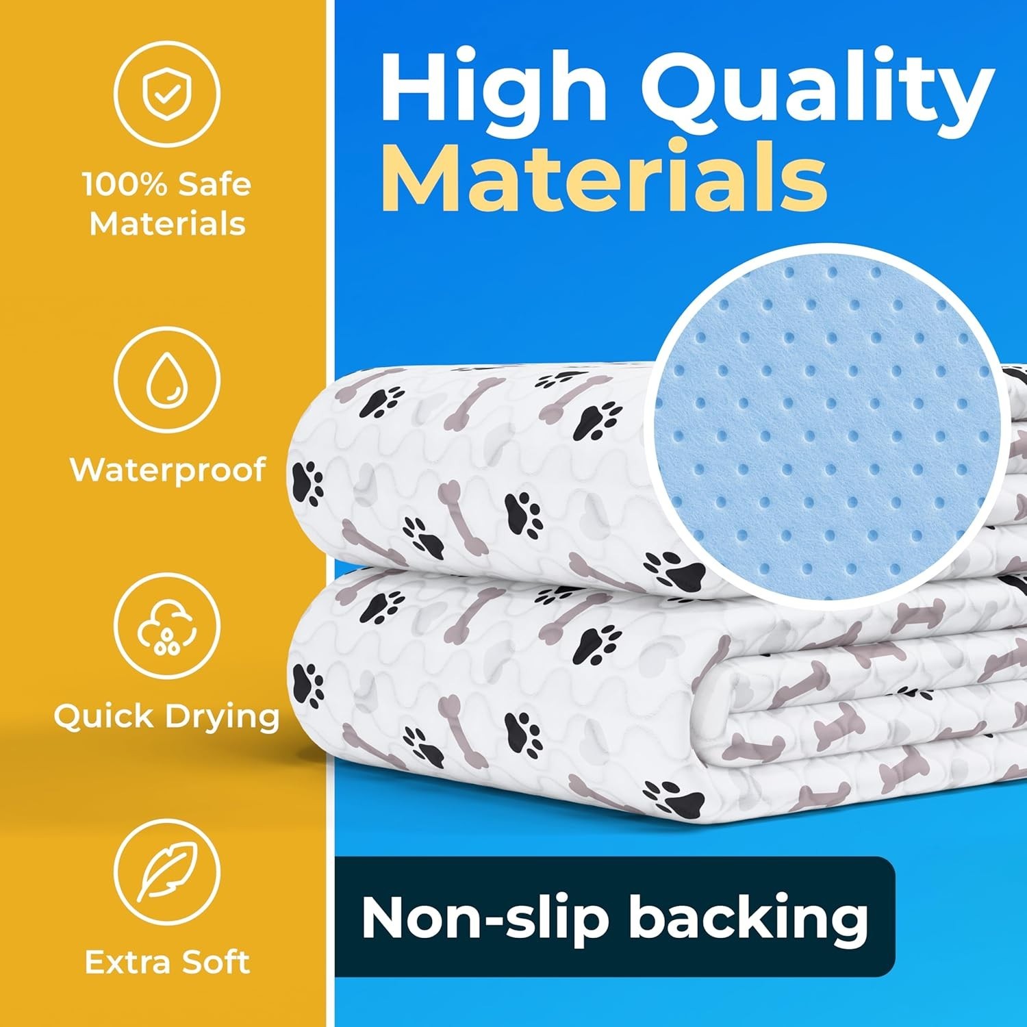 Luxury Waterproof Reusable Puppy Pads – 34×36, Anti-Slip Training Pack of 2