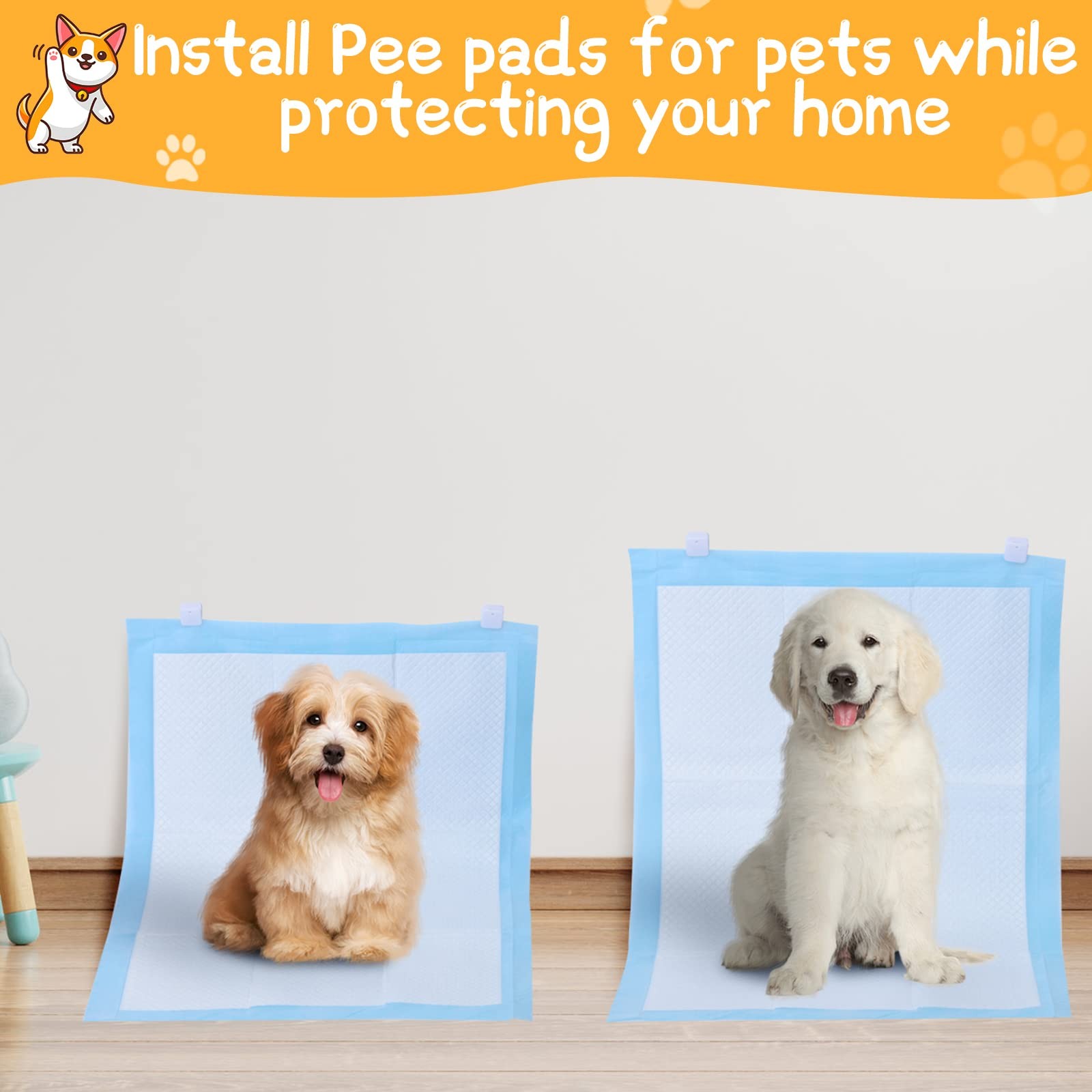 Yalikop 12 Pcs Wall Pee Pad Holder Dog Potty Training Sticky White
