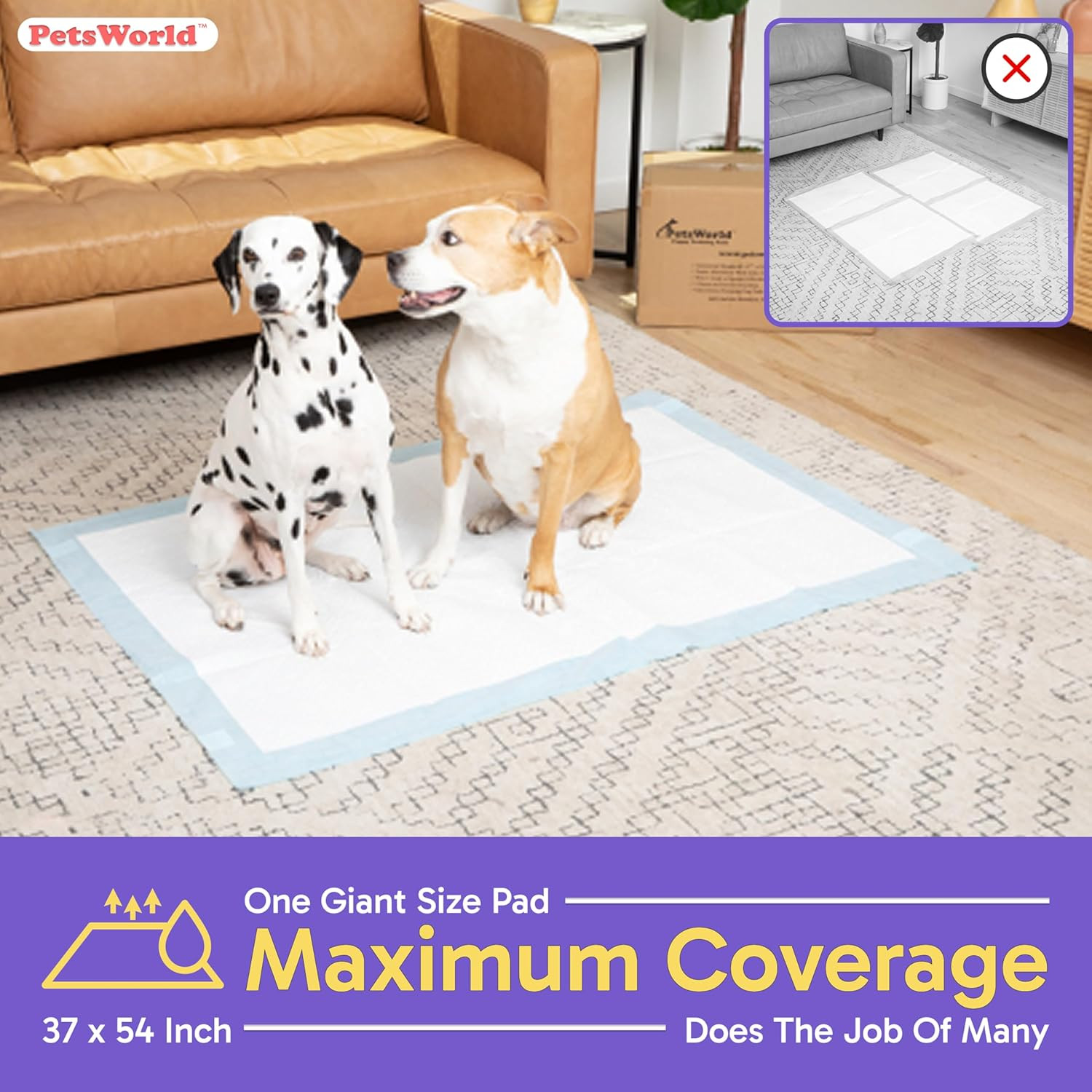 Enormous Dog Pee Pads 37″X54″ 50 Count – XXXL Pet Pee Pads for Giant Dogs & Pets