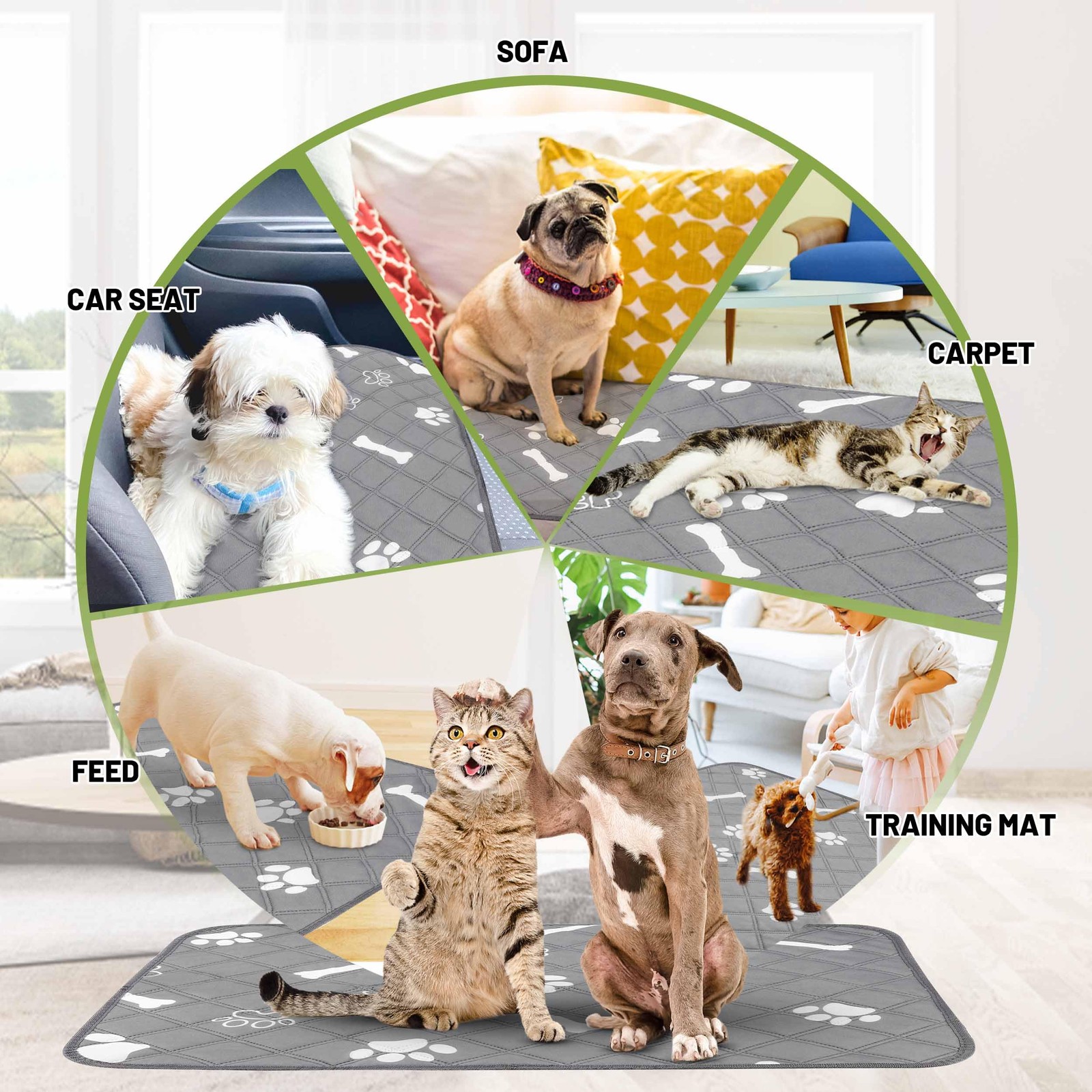 Washable Pee Pads for Dogs, 18″ x 24″ 4 Pack, Reusable Puppy Training Pads wi…