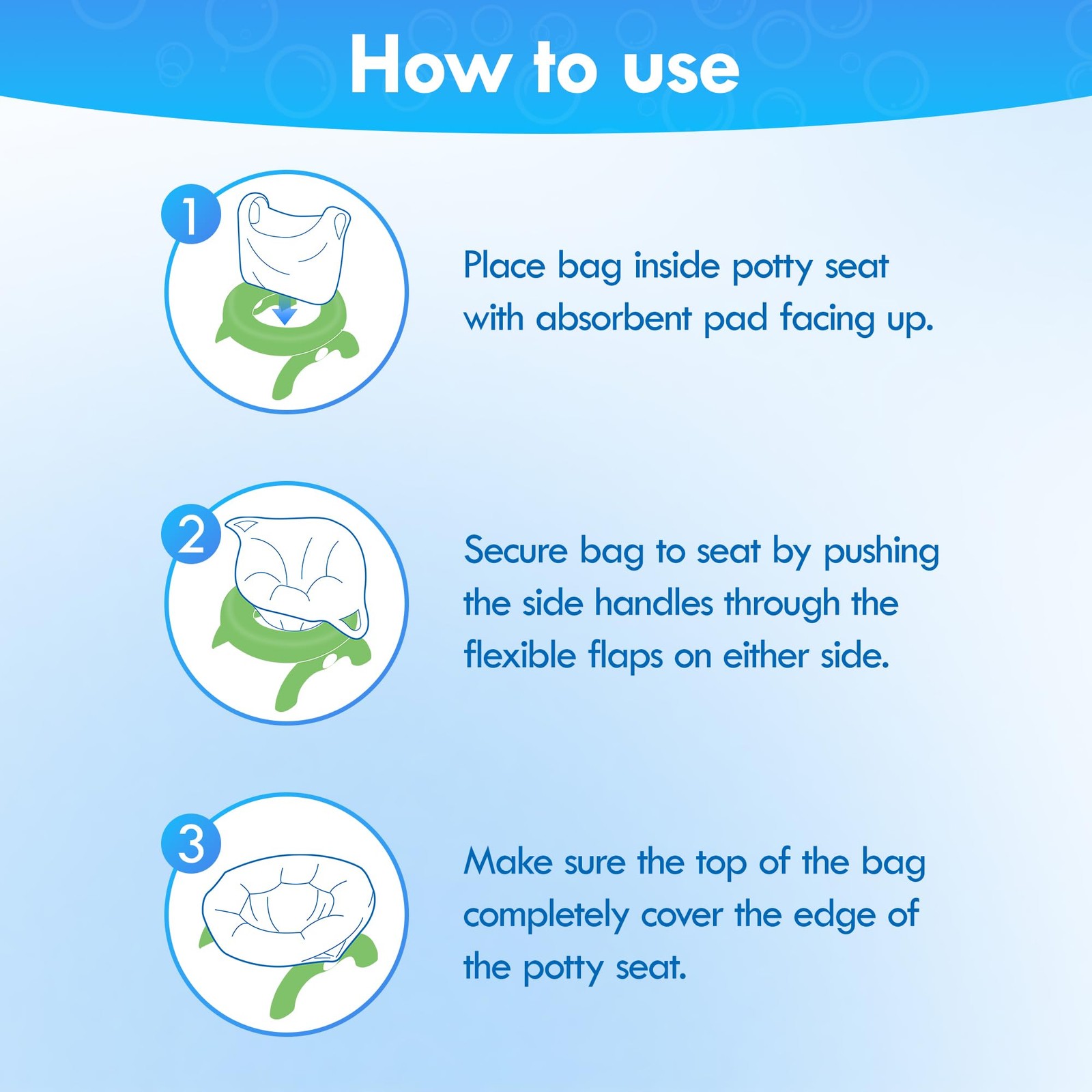 BakeToilet Potty Liners 80ct Absorbent Pads