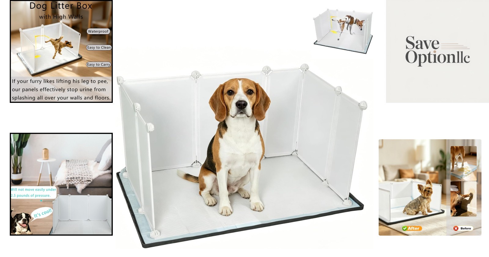 Customizable Dog Pee Pad Holder Tray with Splash Guard – Perfect for Training