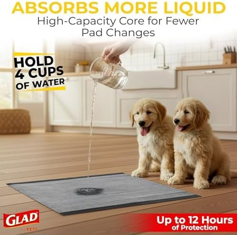 Glad for Pets Activated Carbon Disposable Dog Training Pads, 50 Count, 4-Pk