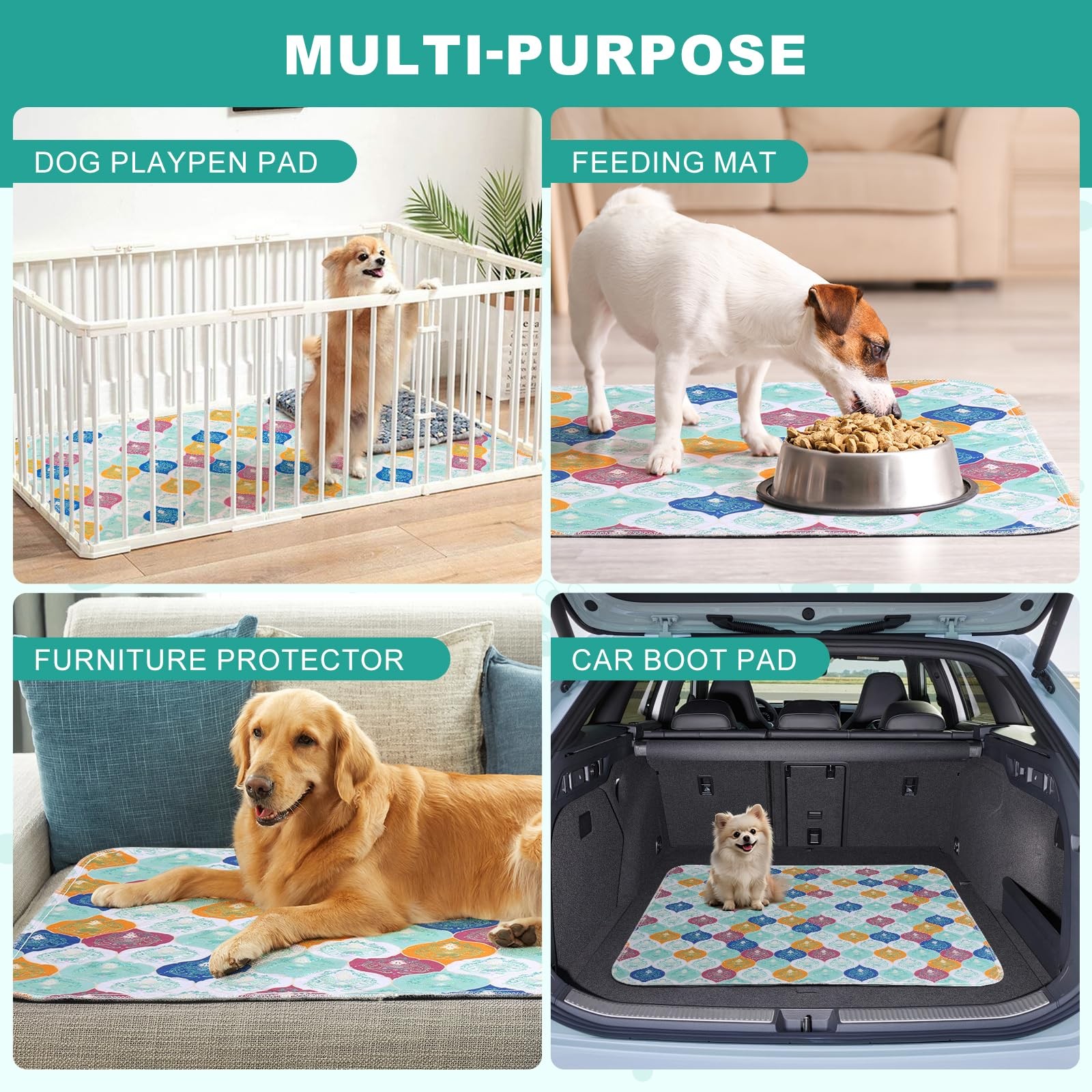 Washable Pee Pads for Dogs, Stylish Absorbent Reusable Training Dog Pads, Non…