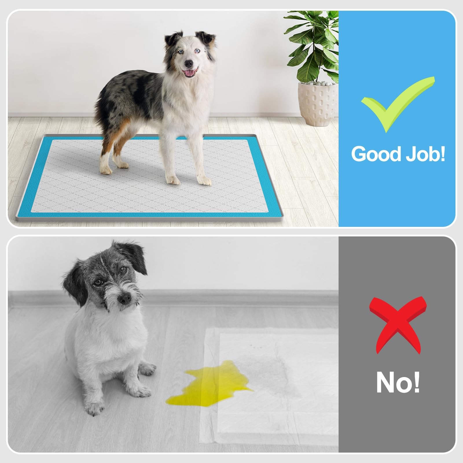 Pee Pad Holder for Dogs,Silicone Dog Puppy Holder, 34″ x 28″, Light Grey