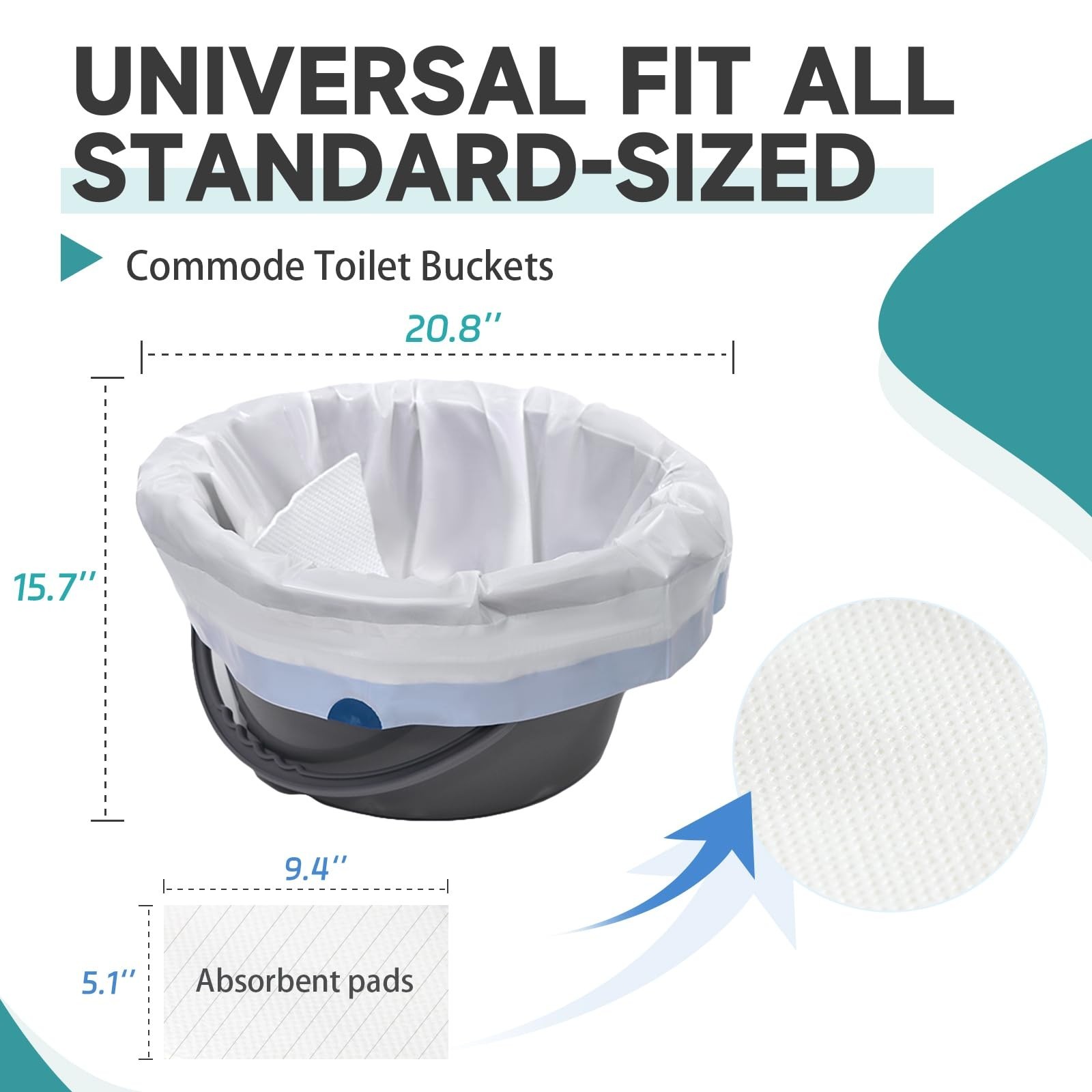 Commode Liners with Absorbent Pads, 50 Bedside Commode Liners and 50 Commode …