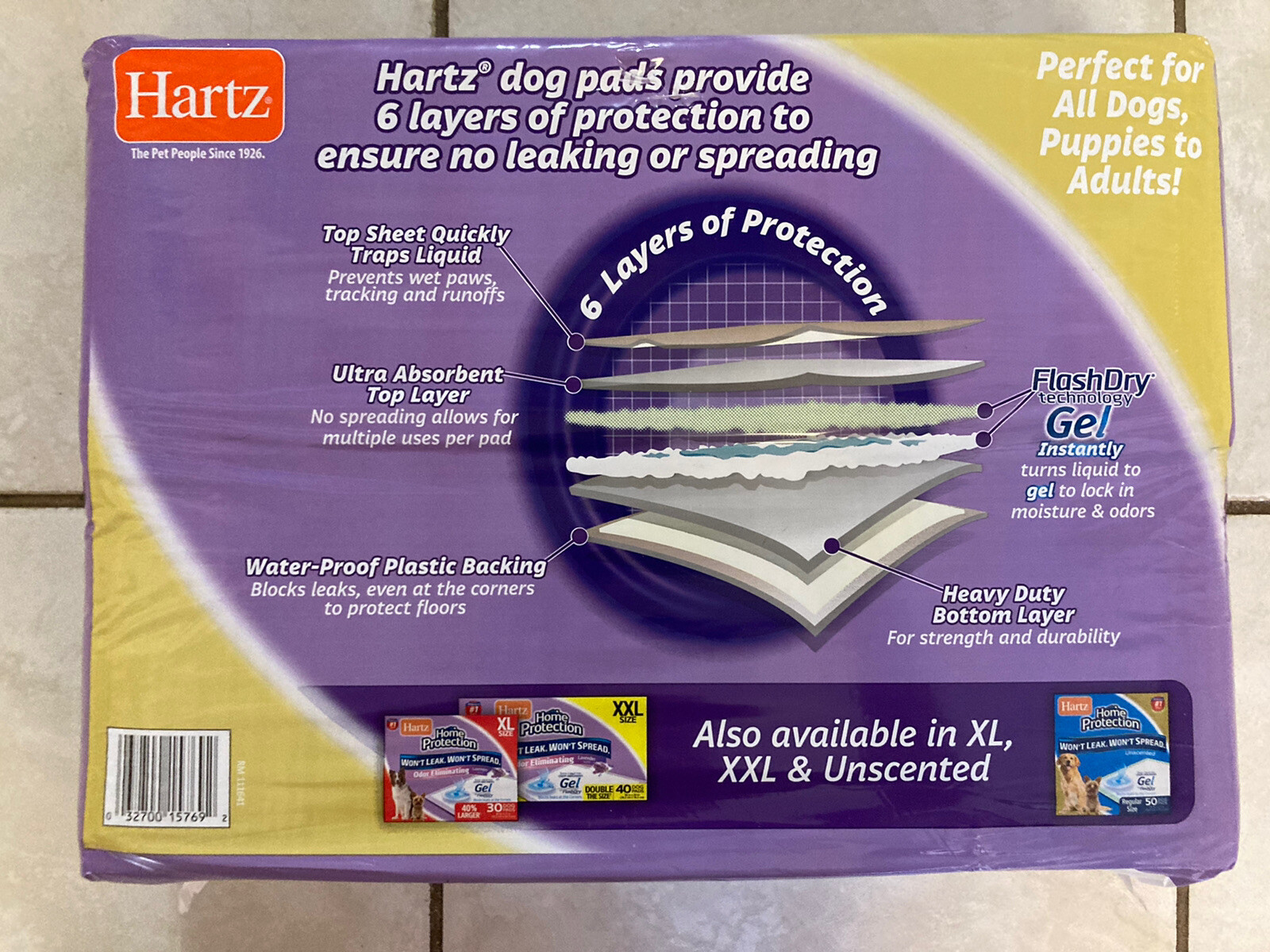Hartz Home Protection Odor Eliminating Lavender Scented Dog Pads, 21″x 21″, 70ct