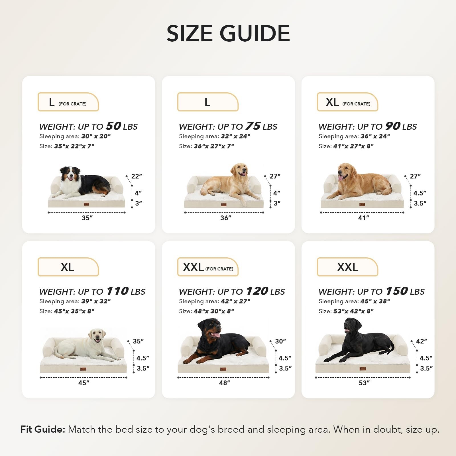 Orthopedic Dog Bed 35x22in Beige, Waterproof & Washable | Orthopedic support,…