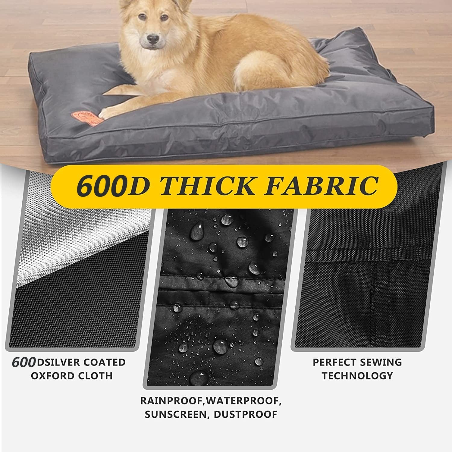 Dog Bed Covers 53L × 43W × 5H Inch Washable Black Thickened Waterproof