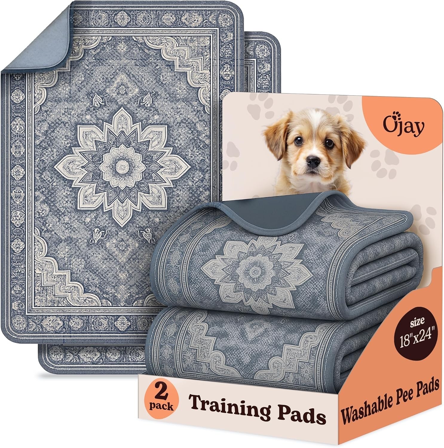 Washable Dog Pee Pads 2 Pack Reusable Puppy Training Mats Non-Slip Waterproof SM