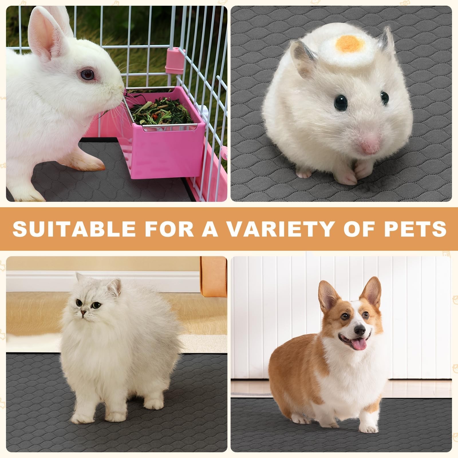 3 Pack Guinea Pig Cage Liners, Washable Guinea Pig Pee Pads Waterproof Reusab…