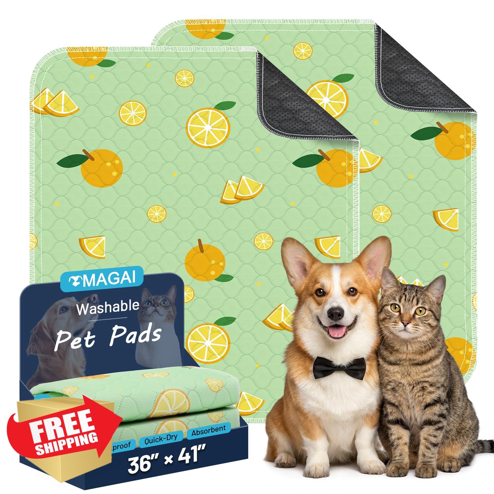 OMAGAI Washable Pee Pads 36x41in 2 Pack Green