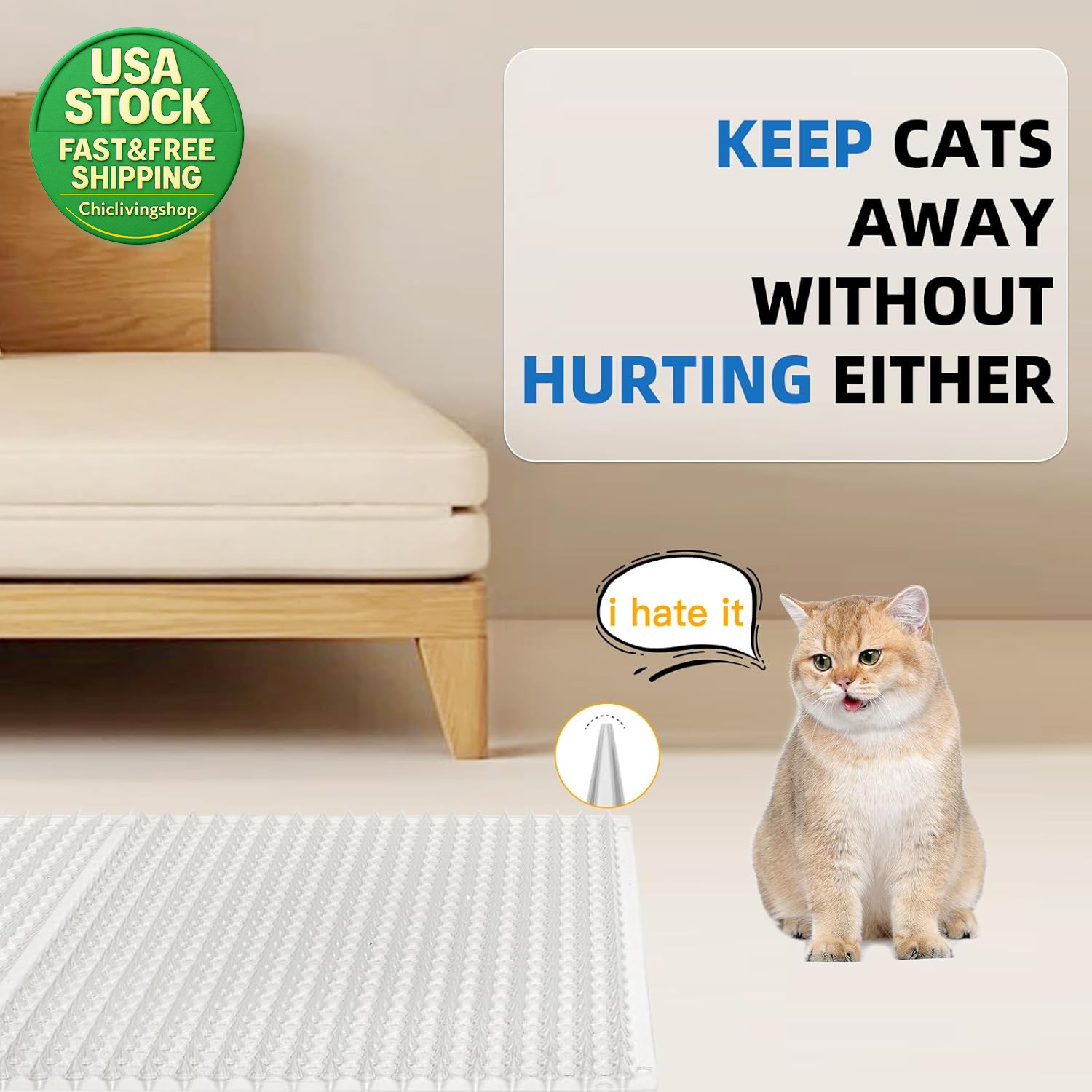 Cat Scat Mat 12 Pack Cat Dog Repellent Spiked Training Pads 16X13 Inch Outdoor