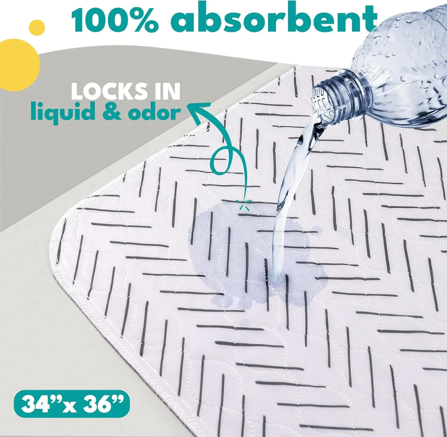 NALALAS Large Washable Pee Pads for Dogs | Reusable (2 Pack, 34×36)