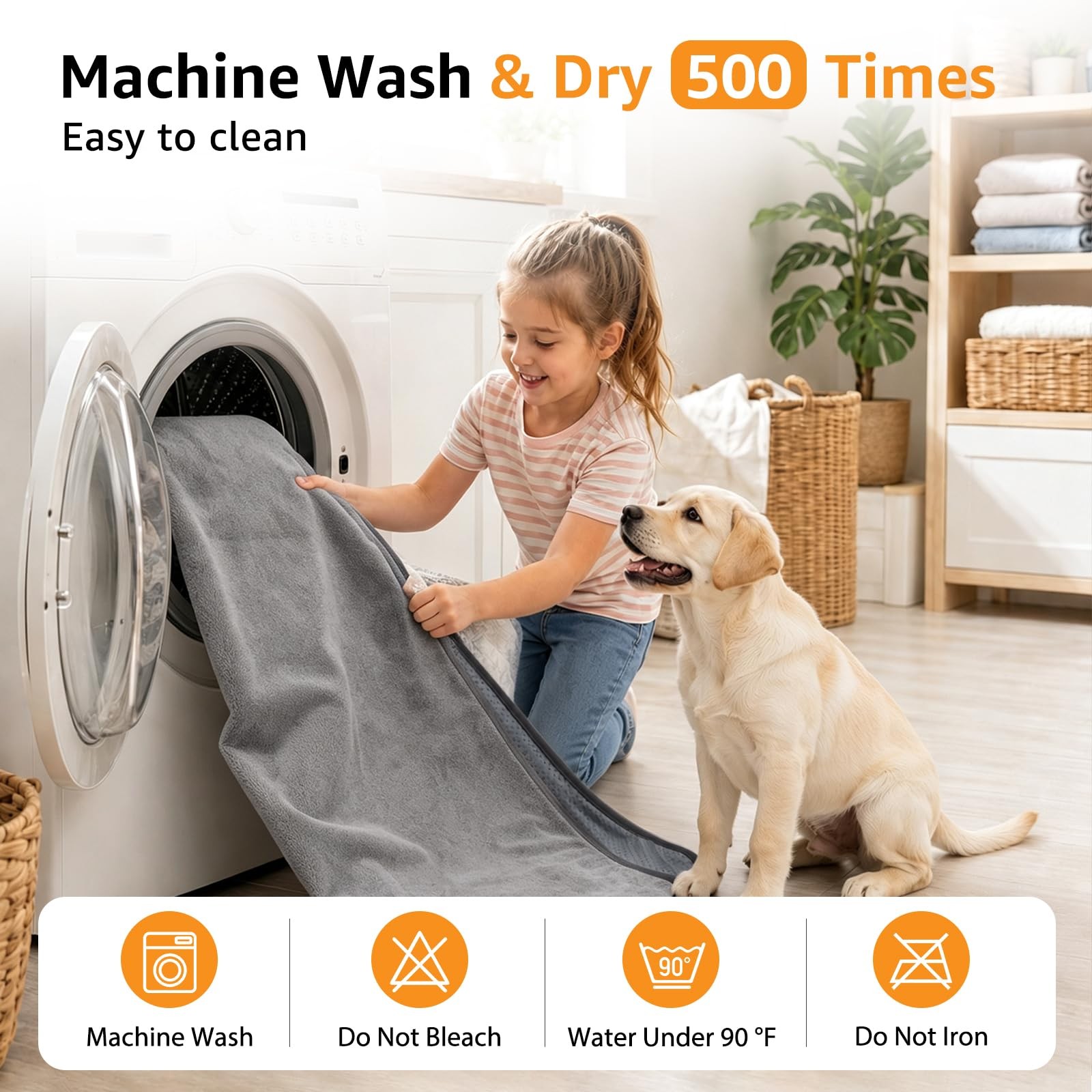 Washable Pee Pads for Dogs, Absorbent Extra Large Dog Mat, NonSlip, 65×48