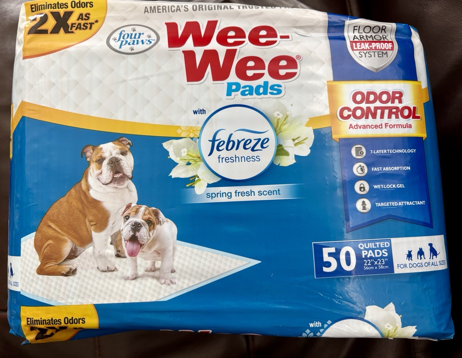 Four Paws Febreze Freshness Training Pads 50ct Odor Resistant Leak-Proof