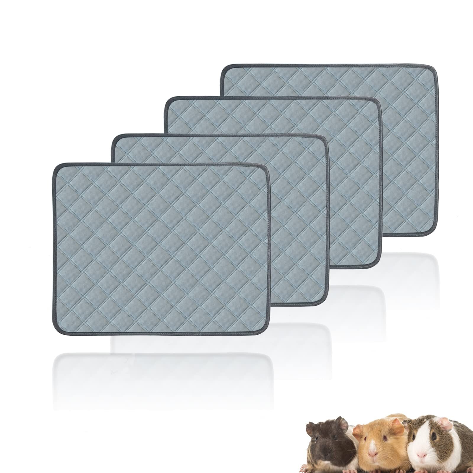 4Pc Guinea Pig Cage Liners Washable Waterproof Bedding Non Slip 18 x 24 in Gray
