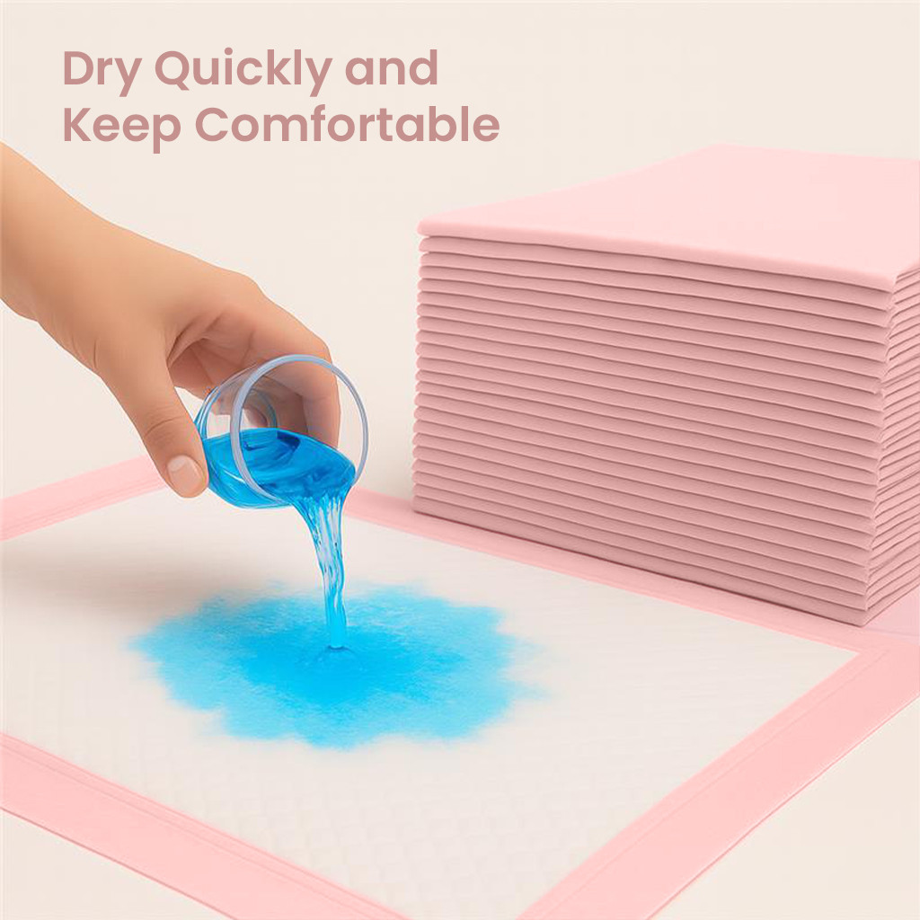 Disposable Pet Pads for Dogs 5-Layer Ultra-Absorbent Unscented Pink Training Pad