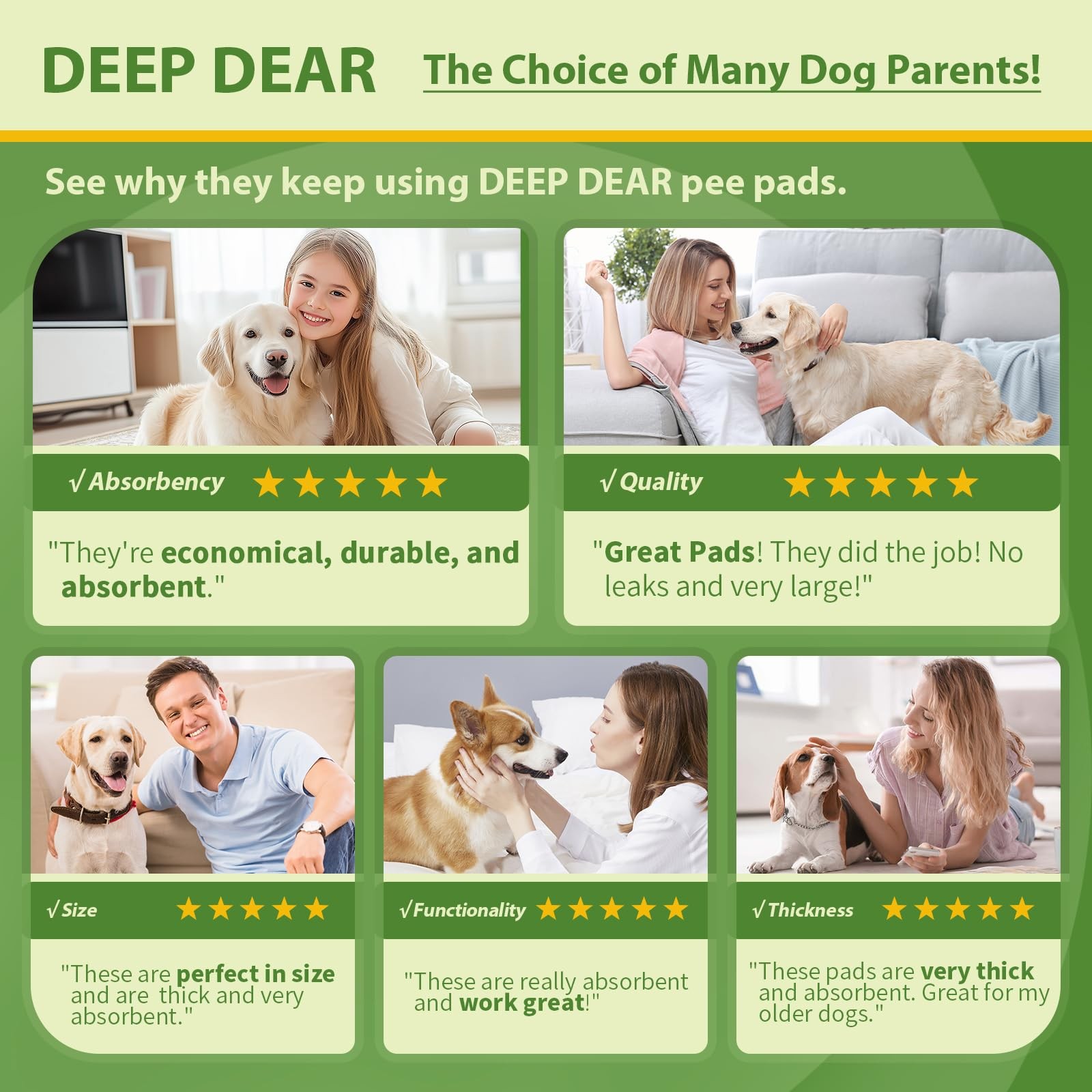 DEEP DEAR Extra Large Dog Pads 28″x34″, 30 XLarge: 28″x34″ – 30 Count, Blue
