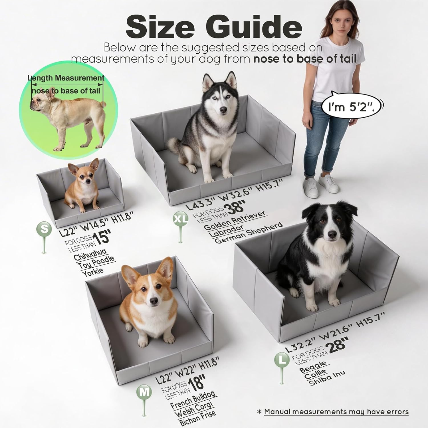Dog Litter Box, Pee Pad Holder Foldable, Indoor Dog Potty Tray for Puppy & Mediu