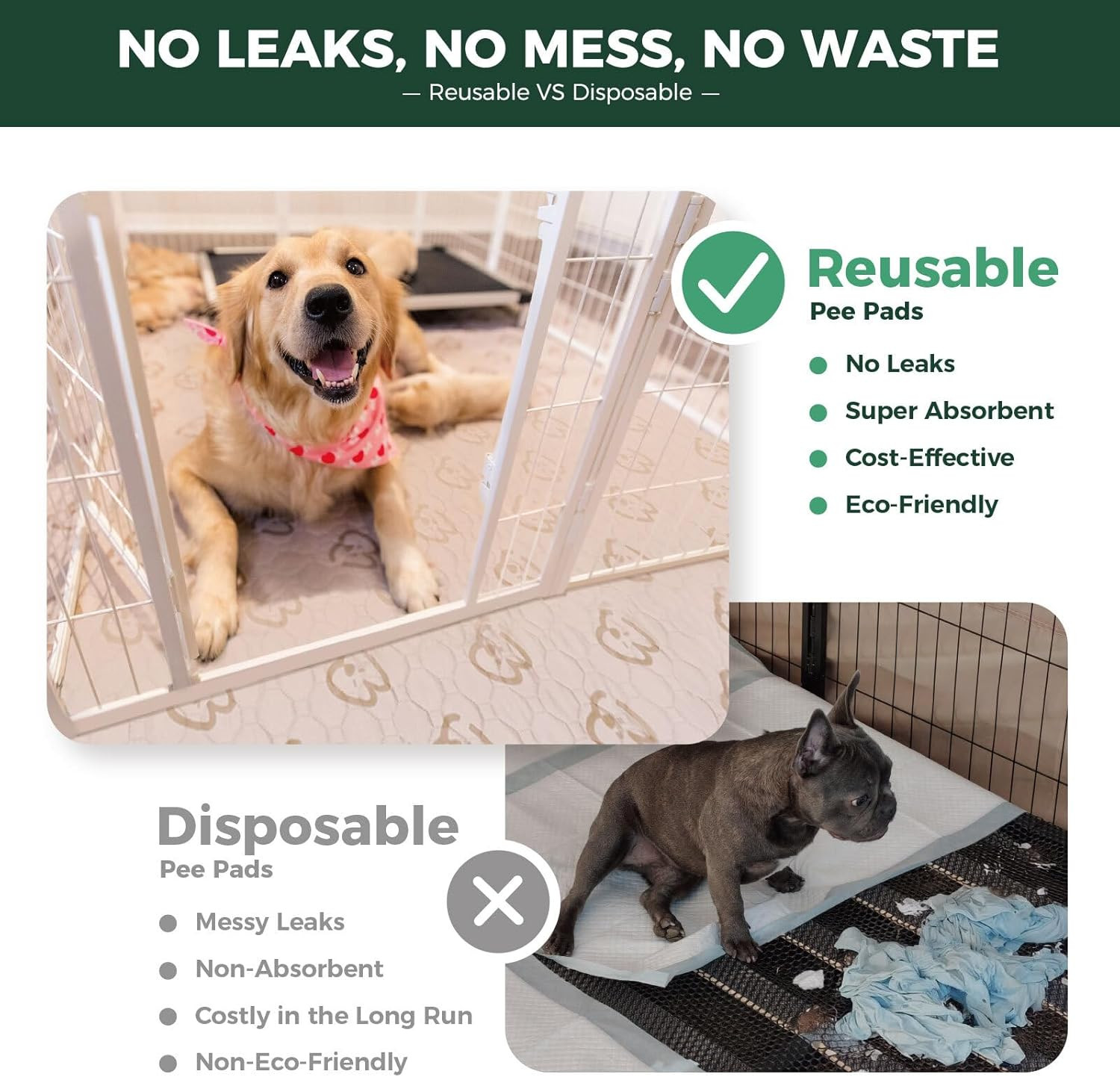 Washable Pee Pads for Dogs, Puppy Pads with Super Absorbent, Specifically Design