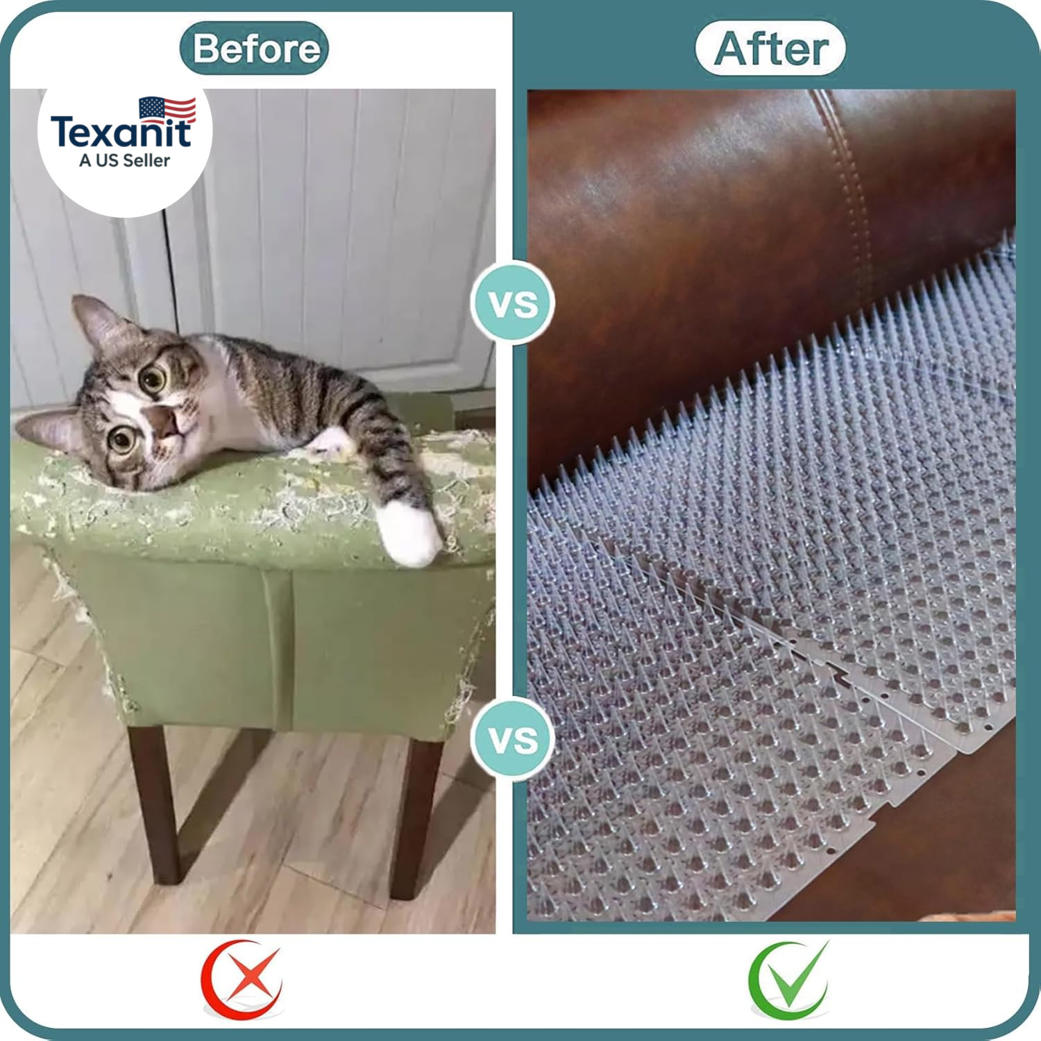 8 Pack Cat Deterrent Outdoor/Indoor Scat Mat, Pet Deterrent Training Mats, Keep