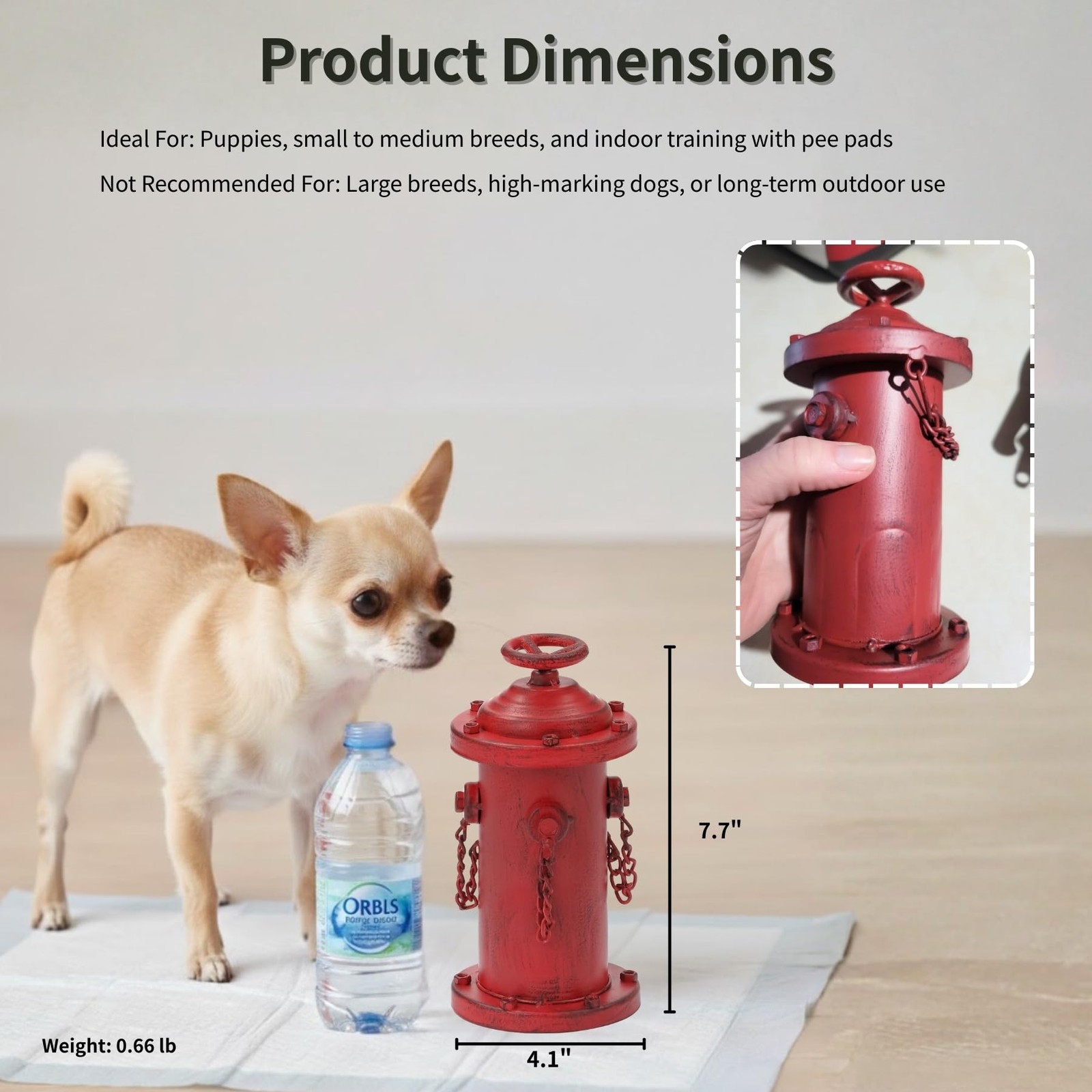 Fire Hydrant for Dogs to Pee On, 7.7″ Metal Dog Fake Fire Hydrant Pee Post Re…
