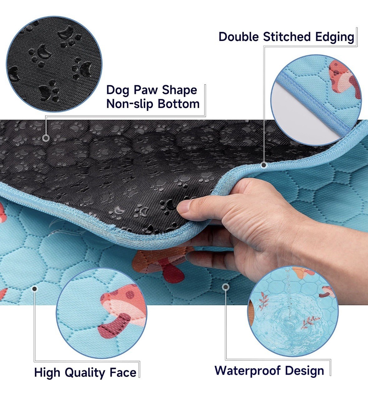 Sunheir 2 Pack Washable Pee Pads, 24” x 36” Absorbent and Leakproof