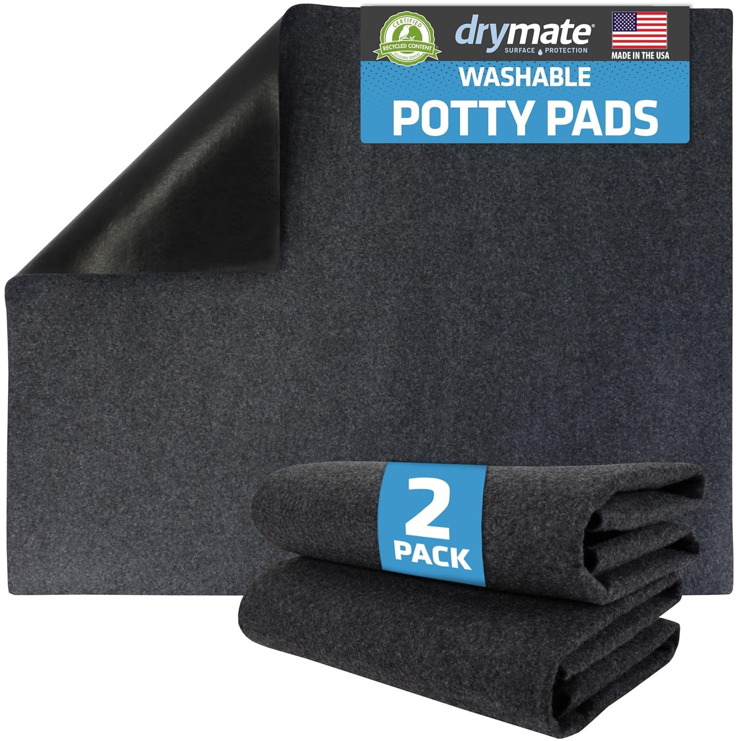 Washable Waterproof Dog Pee Pads 2-Pack 29×36 Charcoal Absorbent Slip Resistant