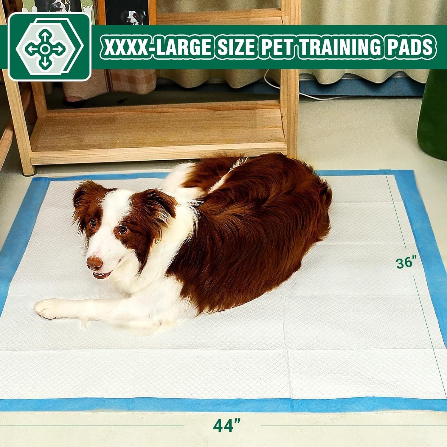 Jumbo 36″x44″ Dog and Puppy Pee Pads – 30 Pack, Fast-Drying and Leak-Proof