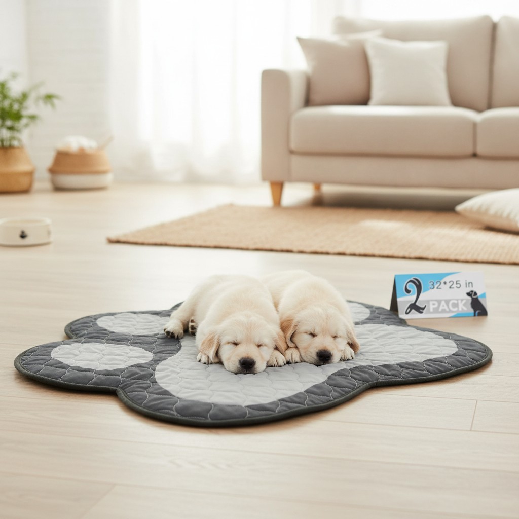 Washable Pee Pads for Dogs – 32”x25” 2PCS,Cute Paw Shape Whelping Pad for Pup…