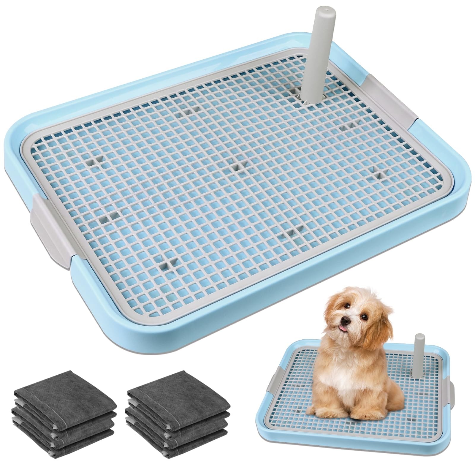 Dog Potty Tray Toilet 20″x14″ – Indoor Pee Pad Holder With 8pcs Training Pads…