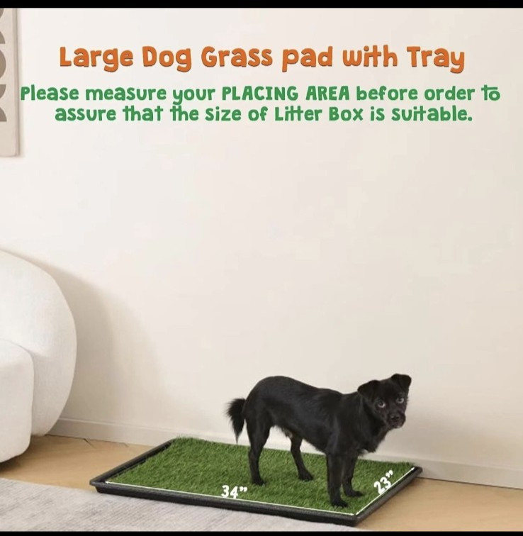 HQ4us Dog Grass Pad with Tray Large 34”×23” Dog Litter Box Toilet with 2×Arti…