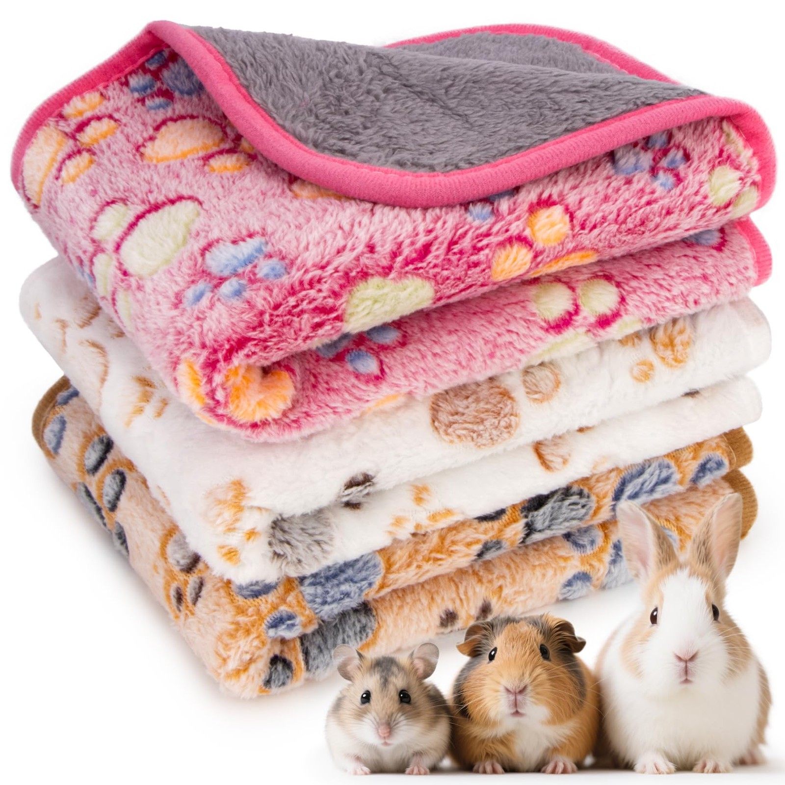 RAINFLOW Guinea Pig Fleece Blanket 3PCS Waterproof 23.6 x 15.7 inches, Pink
