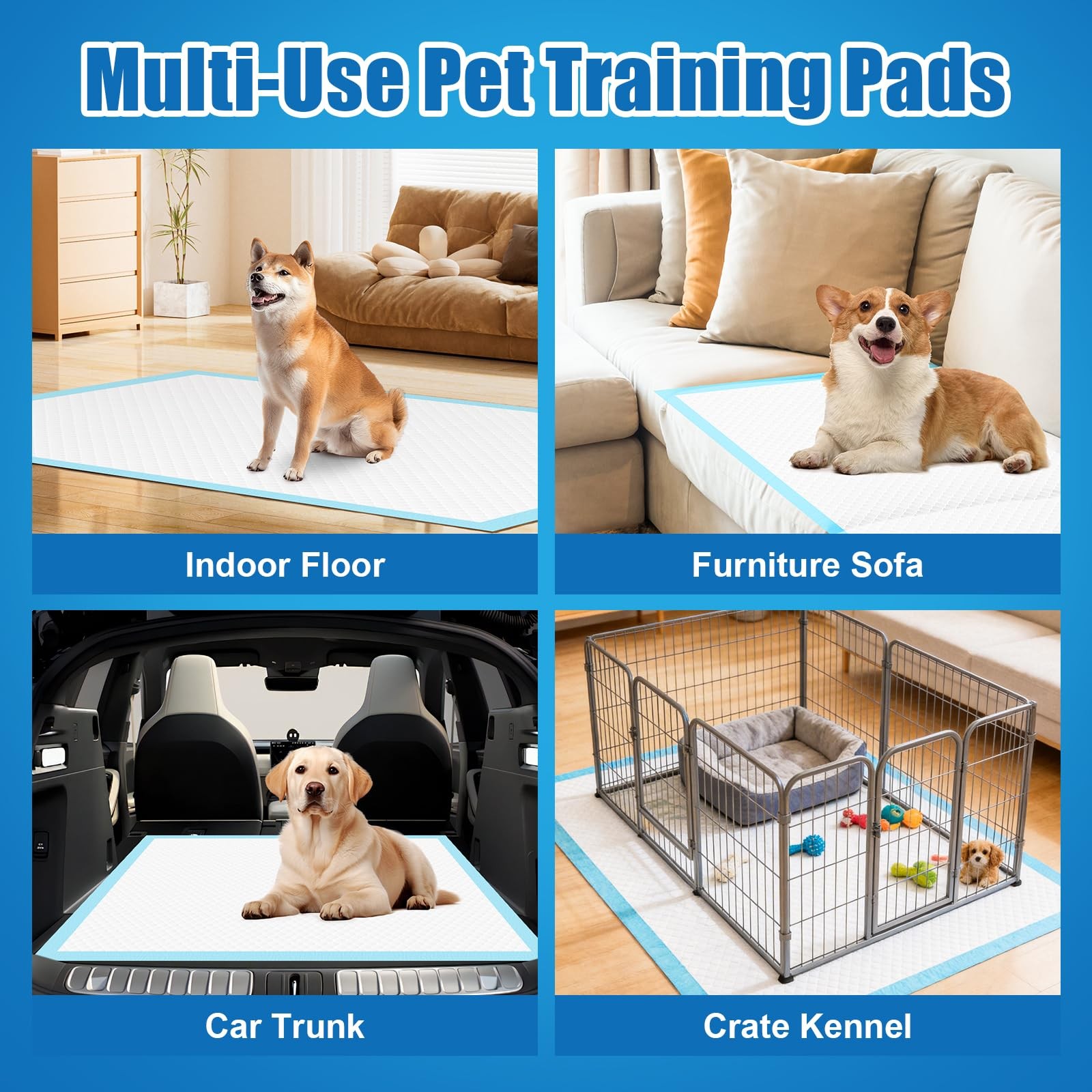 100 Pack 30″x36″ Extra Large Dog Pee Pads – Super Absorbent & Leak-Proof Disp