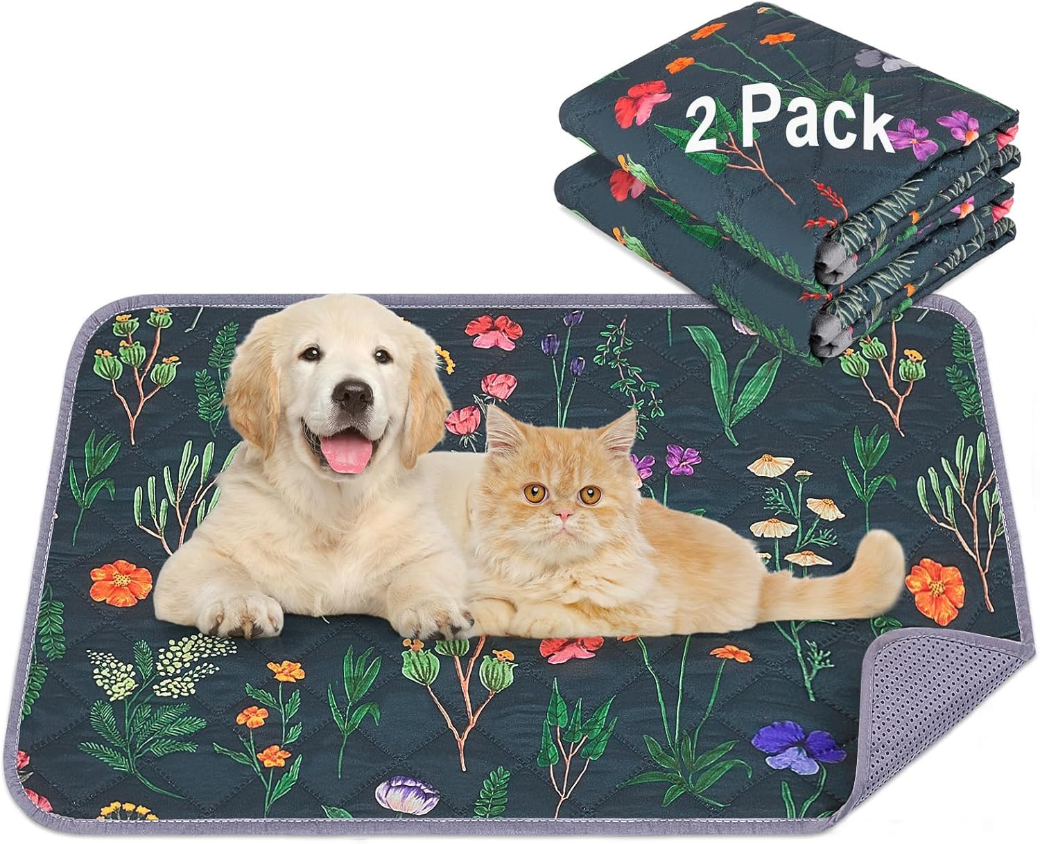 Washable Pee Pads for Dogs, 2 Pack Super Absorbent Pee Pads for Dogs Reusable Pe